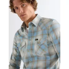 Camicia Wrangler Western Shirt Blue Tan 112378118