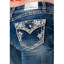 Jeans Grace in LA Stars Embroidery Mid Rise Bootcut EB-52029